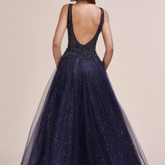 Illusion V-Neck A-Line Shape Prom Dress ALA0680 - Picture 3 of 7